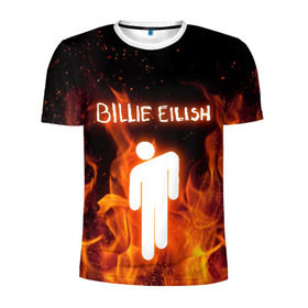 Мужская футболка 3D спортивная с принтом BILLIE EILISH в Тюмени, 100% полиэстер с улучшенными характеристиками | приталенный силуэт, круглая горловина, широкие плечи, сужается к линии бедра | 