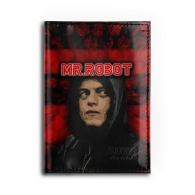 Обложка для автодокументов с принтом Mr.robot в Тюмени, натуральная кожа |  размер 19,9*13 см; внутри 4 больших “конверта” для документов и один маленький отдел — туда идеально встанут права | robot | драма | мистер | мистер робот | психологический триллер | рами малек | робот | технотриллер