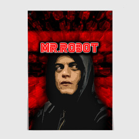 Постер с принтом Mr.robot  в Тюмени, 100% бумага
 | бумага, плотность 150 мг. Матовая, но за счет высокого коэффициента гладкости имеет небольшой блеск и дает на свету блики, но в отличии от глянцевой бумаги не покрыта лаком | robot | драма | мистер | мистер робот | психологический триллер | рами малек | робот | технотриллер