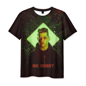 Мужская футболка 3D с принтом Мистер Робот в Тюмени, 100% полиэфир | прямой крой, круглый вырез горловины, длина до линии бедер | mr. robot | мистер робот | сериал | фильм | хакер | элиот | эллиот