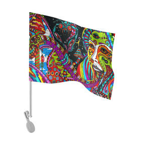 Флаг для автомобиля с принтом психоделика в Тюмени, 100% полиэстер | Размер: 30*21 см | abstract | abstraction | color | geometry | paitnt | psy | абстракция | геометрия | краски | неоновые | психоделика