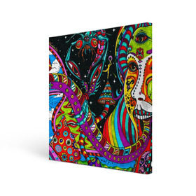 Холст квадратный с принтом психоделика в Тюмени, 100% ПВХ |  | abstract | abstraction | color | geometry | paitnt | psy | абстракция | геометрия | краски | неоновые | психоделика