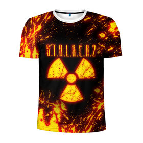 Мужская футболка 3D спортивная с принтом S.T.A.L.K.E.R. 2 в Тюмени, 100% полиэстер с улучшенными характеристиками | приталенный силуэт, круглая горловина, широкие плечи, сужается к линии бедра | Тематика изображения на принте: bandit | chernobyl | pripyat | s.t.a.l.k.e.r. 2 | shadow of chernobyl | stalker | stalker 2 | бандиты | меченый | припять | сталкер | сталкер 2 | тени чернобыля | чернобыль | чистое небо
