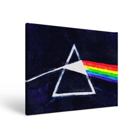 Холст прямоугольный с принтом PINK FLOYD в Тюмени, 100% ПВХ |  | music | pink floyd | the dark side of the moon | космос | луна | музыка | пинк флойд | призма | рок | треугольник | триангулярная призма