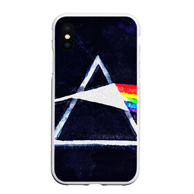 Чехол для iPhone XS Max матовый с принтом PINK FLOYD в Тюмени, Силикон | Область печати: задняя сторона чехла, без боковых панелей | music | pink floyd | the dark side of the moon | космос | луна | музыка | пинк флойд | призма | рок | треугольник | триангулярная призма