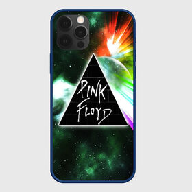 Чехол для iPhone 12 Pro с принтом PINK FLOYD в Тюмени, силикон | область печати: задняя сторона чехла, без боковых панелей | music | pink floyd | the dark side of the moon | космос | луна | музыка | пинк флойд | призма | рок | треугольник | триангулярная призма