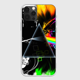 Чехол для iPhone 12 Pro с принтом PINK FLOYD в Тюмени, силикон | область печати: задняя сторона чехла, без боковых панелей | music | pink floyd | the dark side of the moon | космос | луна | музыка | пинк флойд | призма | рок | треугольник | триангулярная призма