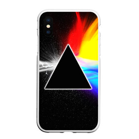 Чехол для iPhone XS Max матовый с принтом PINK FLOYD в Тюмени, Силикон | Область печати: задняя сторона чехла, без боковых панелей | music | pink floyd | the dark side of the moon | космос | луна | музыка | пинк флойд | призма | рок | треугольник | триангулярная призма