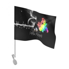 Флаг для автомобиля с принтом PINK FLOYD в Тюмени, 100% полиэстер | Размер: 30*21 см | music | pink floyd | the dark side of the moon | космос | луна | музыка | пинк флойд | призма | рок | треугольник | триангулярная призма
