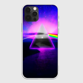 Чехол для iPhone 12 Pro с принтом PINK FLOYD в Тюмени, силикон | область печати: задняя сторона чехла, без боковых панелей | music | pink floyd | the dark side of the moon | космос | луна | музыка | пинк флойд | призма | рок | треугольник | триангулярная призма