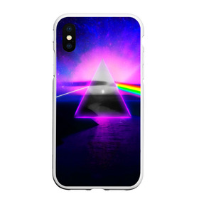 Чехол для iPhone XS Max матовый с принтом PINK FLOYD в Тюмени, Силикон | Область печати: задняя сторона чехла, без боковых панелей | music | pink floyd | the dark side of the moon | космос | луна | музыка | пинк флойд | призма | рок | треугольник | триангулярная призма