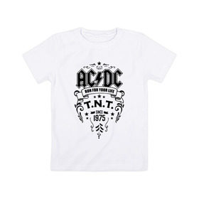 Детская футболка хлопок с принтом AC/DC run for your life в Тюмени, 100% хлопок | круглый вырез горловины, полуприлегающий силуэт, длина до линии бедер | ac dc | acdc | acdc ас дс | австралийская | ангус янг | асдс | блюз | группа | крис слэйд | метал | молния | музыка | музыканты | певцы | рок | рок н ролл | стиви янг | хард | хардрок | эксл роуз