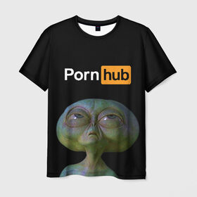Мужская футболка 3D с принтом Alien and Porh Hub в Тюмени, 100% полиэфир | прямой крой, круглый вырез горловины, длина до линии бедер | men in black | mib | ufo | люди в черном | нло
