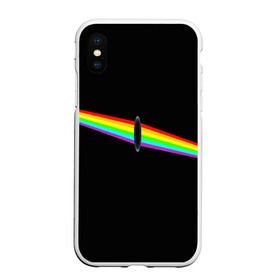 Чехол для iPhone XS Max матовый с принтом PINK FLOYD в Тюмени, Силикон | Область печати: задняя сторона чехла, без боковых панелей | music | pink floyd | the dark side of the moon | космос | луна | музыка | пинк флойд | призма | рок | треугольник | триангулярная призма