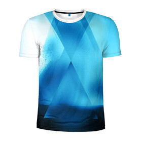 Мужская футболка 3D спортивная с принтом ABSTRACT BLUE в Тюмени, 100% полиэстер с улучшенными характеристиками | приталенный силуэт, круглая горловина, широкие плечи, сужается к линии бедра | abstraction | art | black | colors | cпектр | geometric | pattern | rainbow | spectrum | абстракция | витраж | геометрический | искусство | полосы | радуга | разноцветные | рисунок | стекло | узор | цвета | черные