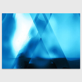 Поздравительная открытка с принтом ABSTRACT BLUE в Тюмени, 100% бумага | плотность бумаги 280 г/м2, матовая, на обратной стороне линовка и место для марки
 | abstraction | art | black | colors | cпектр | geometric | pattern | rainbow | spectrum | абстракция | витраж | геометрический | искусство | полосы | радуга | разноцветные | рисунок | стекло | узор | цвета | черные