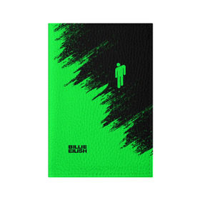 Обложка для паспорта матовая кожа с принтом Billie Eilish в Тюмени, натуральная матовая кожа | размер 19,3 х 13,7 см; прозрачные пластиковые крепления | billie | eilish | music | ocean eyes | pop | айлиш | беляш | билли | музыка | поп | эмо