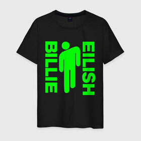 Мужская футболка хлопок с принтом BILLIE EILISH в Тюмени, 100% хлопок | прямой крой, круглый вырез горловины, длина до линии бедер, слегка спущенное плечо. | ayelish | bad guy | bellyache | bilie eilish | bilie elish | billie | billie eilish | eilish | electronic | elish | music | били айлиш | билли айлиш | эйлиш | элиш