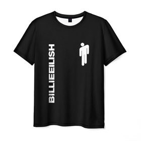 Мужская футболка 3D с принтом BILLIE EILISH в Тюмени, 100% полиэфир | прямой крой, круглый вырез горловины, длина до линии бедер | be | billie | billie eilish | blohsh | билли | билли айлиш