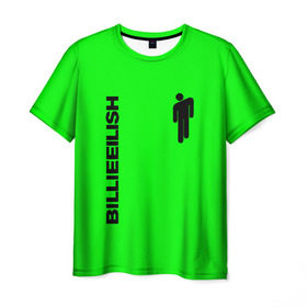 Мужская футболка 3D с принтом BILLIE EILISH в Тюмени, 100% полиэфир | прямой крой, круглый вырез горловины, длина до линии бедер | be | billie | billie eilish | билли | билли айлиш