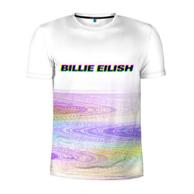 Мужская футболка 3D спортивная с принтом BILLIE EILISH (Glitch) в Тюмени, 100% полиэстер с улучшенными характеристиками | приталенный силуэт, круглая горловина, широкие плечи, сужается к линии бедра | all | asleep | bad | bellyache | billie | blohsh | dont | eilish | eyes | fall | guy | logo | music | ocean | singer | smile | when | айлиш | били | билли | бэрд | лого | музыка | пайрат | певица | символ | эйлиш