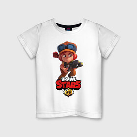 Детская футболка хлопок с принтом Brawl Stars в Тюмени, 100% хлопок | круглый вырез горловины, полуприлегающий силуэт, длина до линии бедер | Тематика изображения на принте: brawl | brawl stars | stars | бравл | бравл старс | браво старс | игра | компьютерная | онлайн | старс