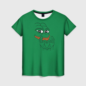 Женская футболка 3D с принтом PepeLove в Тюмени, 100% полиэфир ( синтетическое хлопкоподобное полотно) | прямой крой, круглый вырез горловины, длина до линии бедер | Тематика изображения на принте: feels bad man | feels good man | pepe | pepe the frog | sad pepe | грустная лягушка | пепе