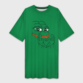 Платье-футболка 3D с принтом PepeLove в Тюмени,  |  | feels bad man | feels good man | pepe | pepe the frog | sad pepe | грустная лягушка | пепе