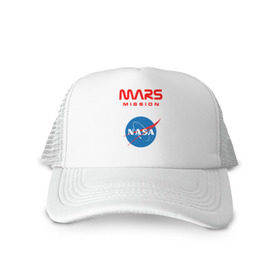 Кепка тракер с сеткой с принтом Nasa Mars mission в Тюмени, трикотажное полотно; задняя часть — сетка | длинный козырек, универсальный размер, пластиковая застежка | mars mission | миссия марс | наса | насса