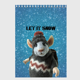 Скетчбук с принтом LET IT SNOW в Тюмени, 100% бумага
 | 48 листов, плотность листов — 100 г/м2, плотность картонной обложки — 250 г/м2. Листы скреплены сверху удобной пружинной спиралью | Тематика изображения на принте: let it snow | new year | new year 2020 | год крысы | зима | крыса | крыска | мышонок | мышь | надпись | новый год | новый год 2020 | снег | снежинки