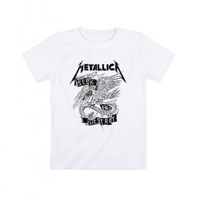 Детская футболка хлопок с принтом Metallica в Тюмени, 100% хлопок | круглый вырез горловины, полуприлегающий силуэт, длина до линии бедер | metalica | metallica | группа | джеймс хэтфилд | кирк хэмметт | ларс ульрих | метал | металика | металлика | миталика | музыка | роберт трухильо | рок | трэш | трэшметал | хард | хеви