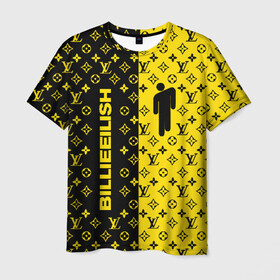Мужская футболка 3D с принтом BILLIE EILISH в Тюмени, 100% полиэфир | прямой крой, круглый вырез горловины, длина до линии бедер | be | billie | billie eilish | blohsh | brand | france | logo | louis vuitton | lv | pattern | билли | билли айлиш | бренд | лв | лого | лоуис вуиттон | луи вуиттон | мода | паттерн | фигуры | франция