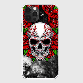 Чехол для iPhone 12 Pro Max с принтом Skull and Roses в Тюмени, Силикон |  | flowers | muertos | roses | skull | space | tribal | звезды | космос | лепестки | муэртос | розы | трайбл | цветы | череп