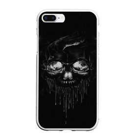 Чехол для iPhone 7Plus/8 Plus матовый с принтом SKULL BLACK в Тюмени, Силикон | Область печати: задняя сторона чехла, без боковых панелей | abstract | abstraction | bones | fantasy | skull | голова | кости | скилет | череп