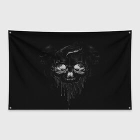 Флаг-баннер с принтом SKULL BLACK в Тюмени, 100% полиэстер | размер 67 х 109 см, плотность ткани — 95 г/м2; по краям флага есть четыре люверса для крепления | abstract | abstraction | bones | fantasy | skull | голова | кости | скилет | череп