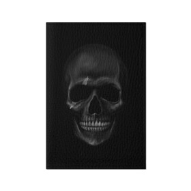 Обложка для паспорта матовая кожа с принтом ЧЕРЕП В ТЕМНОТЕ в Тюмени, натуральная матовая кожа | размер 19,3 х 13,7 см; прозрачные пластиковые крепления | abstract | abstraction | bones | fantasy | skull | голова | кости | скилет | череп