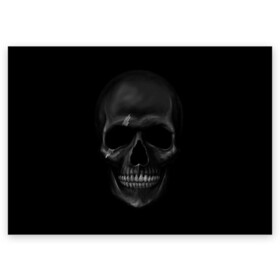 Поздравительная открытка с принтом ЧЕРЕП В ТЕМНОТЕ в Тюмени, 100% бумага | плотность бумаги 280 г/м2, матовая, на обратной стороне линовка и место для марки
 | abstract | abstraction | bones | fantasy | skull | голова | кости | скилет | череп