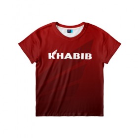 Детская футболка 3D с принтом ХАБИБ НУРМАГОМЕДОВ в Тюмени, 100% гипоаллергенный полиэфир | прямой крой, круглый вырез горловины, длина до линии бедер, чуть спущенное плечо, ткань немного тянется | 