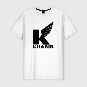 Мужская футболка премиум с принтом ХАБИБ НУРМАГОМЕДОВ в Тюмени, 92% хлопок, 8% лайкра | приталенный силуэт, круглый вырез ворота, длина до линии бедра, короткий рукав | 