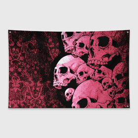 Флаг-баннер с принтом ЧЕРЕПА в Тюмени, 100% полиэстер | размер 67 х 109 см, плотность ткани — 95 г/м2; по краям флага есть четыре люверса для крепления | abstract | abstraction | bones | fantasy | skull | голова | кости | скилет | череп