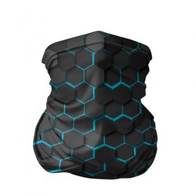 Бандана-труба 3D с принтом Turquoise Octagon в Тюмени, 100% полиэстер, ткань с особыми свойствами — Activecool | плотность 150‒180 г/м2; хорошо тянется, но сохраняет форму | Тематика изображения на принте: octagon | бирюзовые соты | бирюзовый | неон | неоновые соты | октагон | соты
