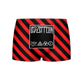 Мужские трусы 3D с принтом Led Zeppelin в Тюмени, 50% хлопок, 50% полиэстер | классическая посадка, на поясе мягкая тканевая резинка | Тематика изображения на принте: 
