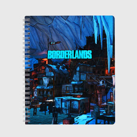 Тетрадь с принтом BORDERLANDS в Тюмени, 100% бумага | 48 листов, плотность листов — 60 г/м2, плотность картонной обложки — 250 г/м2. Листы скреплены сбоку удобной пружинной спиралью. Уголки страниц и обложки скругленные. Цвет линий — светло-серый
 | Тематика изображения на принте: bl3 | borderlands | borderlands 3 | game | guns | mayhem is coming | psycho | roses are red | vault | vault symbol | игры | пустошь