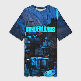 Платье-футболка 3D с принтом BORDERLANDS в Тюмени,  |  | bl3 | borderlands | borderlands 3 | game | guns | mayhem is coming | psycho | roses are red | vault | vault symbol | игры | пустошь