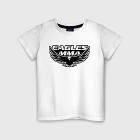 Детская футболка хлопок с принтом EAGLES MMA ХАБИБ в Тюмени, 100% хлопок | круглый вырез горловины, полуприлегающий силуэт, длина до линии бедер | eagles mma | khabib | khabib nurmagomedov | mma | мма | хабиб | хабиб нурмагомедов