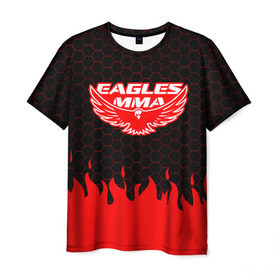 Мужская футболка 3D с принтом EAGLES MMA ХАБИБ в Тюмени, 100% полиэфир | прямой крой, круглый вырез горловины, длина до линии бедер | eagles mma | khabib | khabib nurmagomedov | mma | мма | хабиб | хабиб нурмагомедов