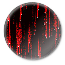 Значок с принтом МАТРИЧНЫЙ КОД в Тюмени,  металл | круглая форма, металлическая застежка в виде булавки | hugo weaving | pc | the matrix | код | компьютеры | матрица | матрица 4 | программист | программный код | цифры