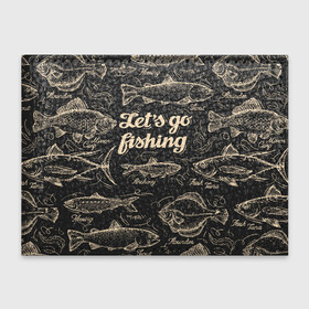 Обложка для студенческого билета с принтом Let s go fishing в Тюмени, натуральная кожа | Размер: 11*8 см; Печать на всей внешней стороне | рыба | рыбак | рыбалка | снасти | увлечение | улов | хобби