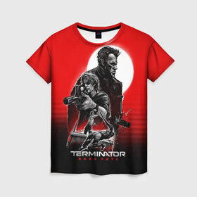 Женская футболка 3D с принтом Terminator: Dark Fate в Тюмени, 100% полиэфир ( синтетическое хлопкоподобное полотно) | прямой крой, круглый вырез горловины, длина до линии бедер | dark fate | sarah j. connor | t 800 | terminator | восстание машин | киборг | сара коннор | темные судьбы | терминатор