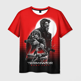 Мужская футболка 3D с принтом Terminator: Dark Fate в Тюмени, 100% полиэфир | прямой крой, круглый вырез горловины, длина до линии бедер | Тематика изображения на принте: dark fate | sarah j. connor | t 800 | terminator | восстание машин | киборг | сара коннор | темные судьбы | терминатор